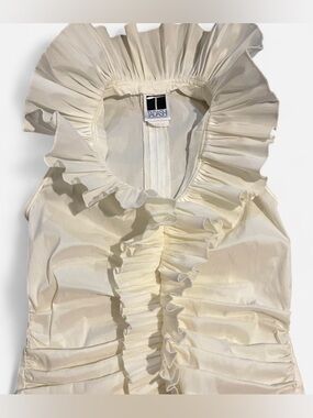 Tadashi Shoji Cream Ruffled Sleeveless Blouse